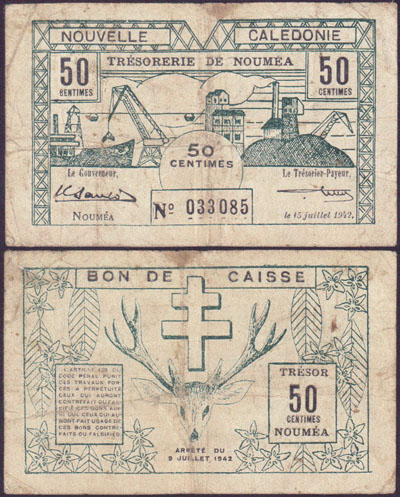 1942 New Caledonia 50 Centimes L001369